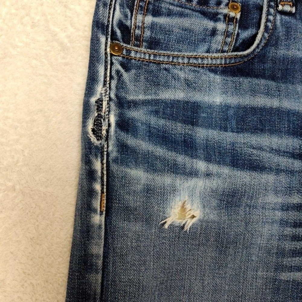 Rag & Bone Jeans Mens 32x34 Blue Slim Tapered Standard Distressed 5-Pocket HOLE - Picture 4 of 16